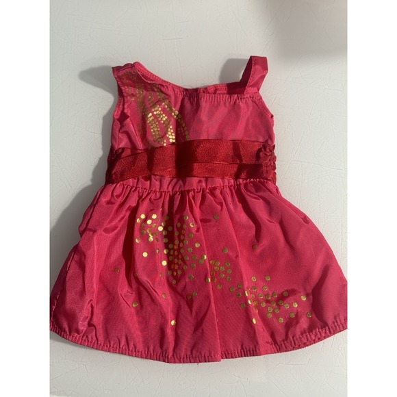 American Girl Doll Saige Girl Of The Year 2013 Sparkle Red / Pink Dress W/ Gold - Picture 2 of 6